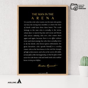 The Man In The Arena Sign | Inspirational Sign | Motivational Sign | Office Wall | Man In The Arena Quote