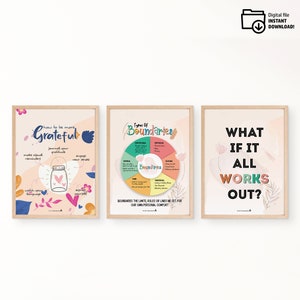 Set of 3 Prints, Grateful Prints, POSTER/CARD, ADHD, Autism, coping skills, mental health, therapeutic aids, psychologist handouts