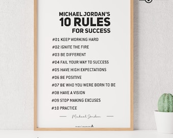 Michael Jordan Quotes Digital Printable Wall Art Inspirational Quotes Jordan Mentality Poster  Basketball Quote- MICHAEL JORDAN'S 10 RULES