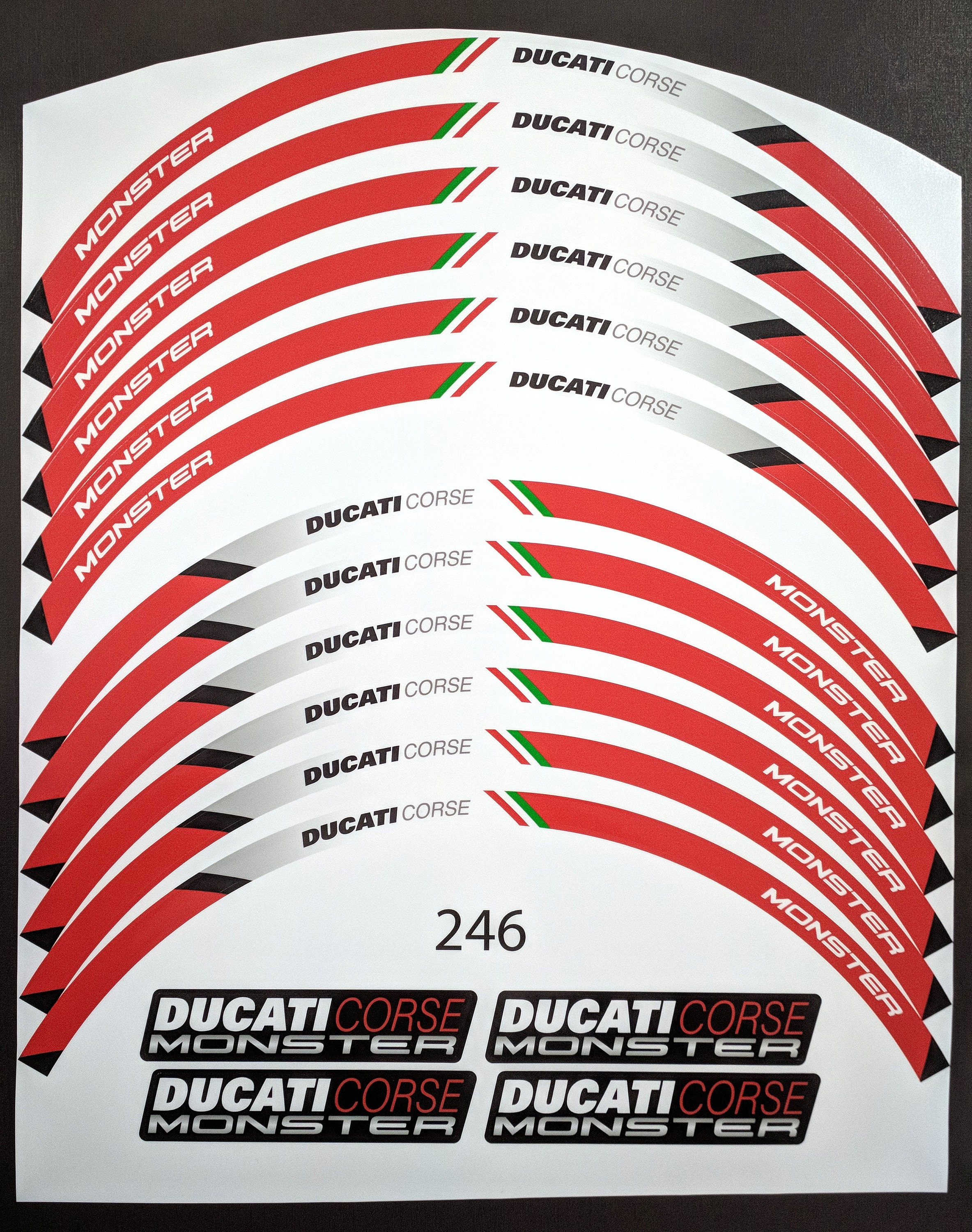  Stickman Vinilos para llanta de rueda, pegatina de rayas para  moto MM-Kit v2 compatible con Ducati Monster : Automotriz