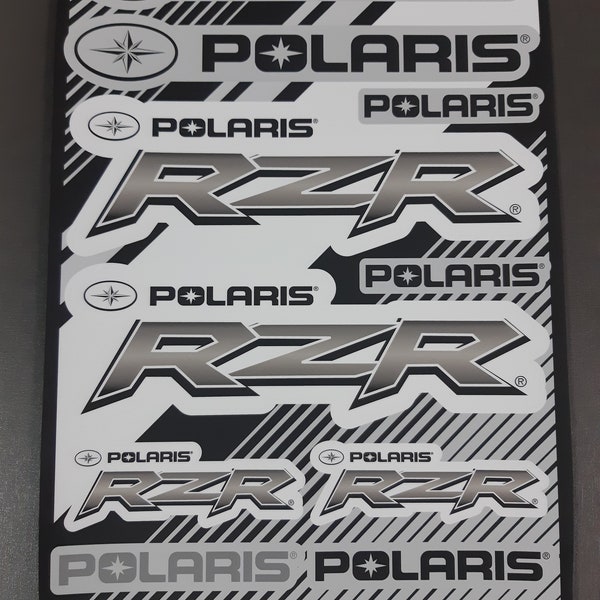 Polaris RZR Razor Sticker Decal Sheet Grey Set for Bikes