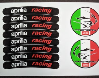 8x Aprilia Racing decals velgstickerset RS gelamineerd RSV tuono