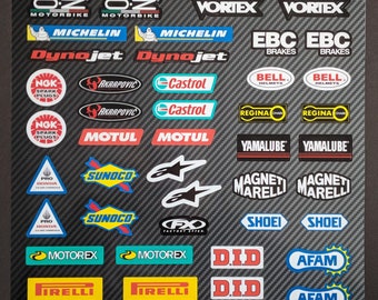 Kit Stickers A3 Adesivi Kit Sponsor Tecnici Moto Cross Mx Quad Dunlop Akrapovic