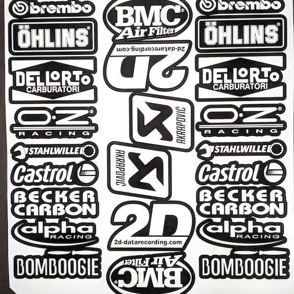 Stickers sponsors FE BMW S1000RR, imprimés blancs, sabot moteur adesivi