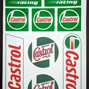 Sticker Sheet Laminated Castrol Racing Car Sponsor Decal Set 11 ...
