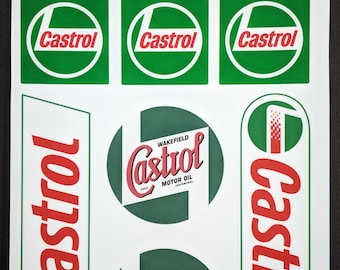 Stickervel gelamineerde Castrol racewagensponsorstickerset 11 stickers