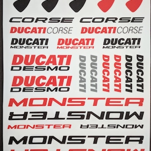 Ducati Monster 696 797 821 Motorcycle 54 Stickers Set Decals 1200 S Red image 3