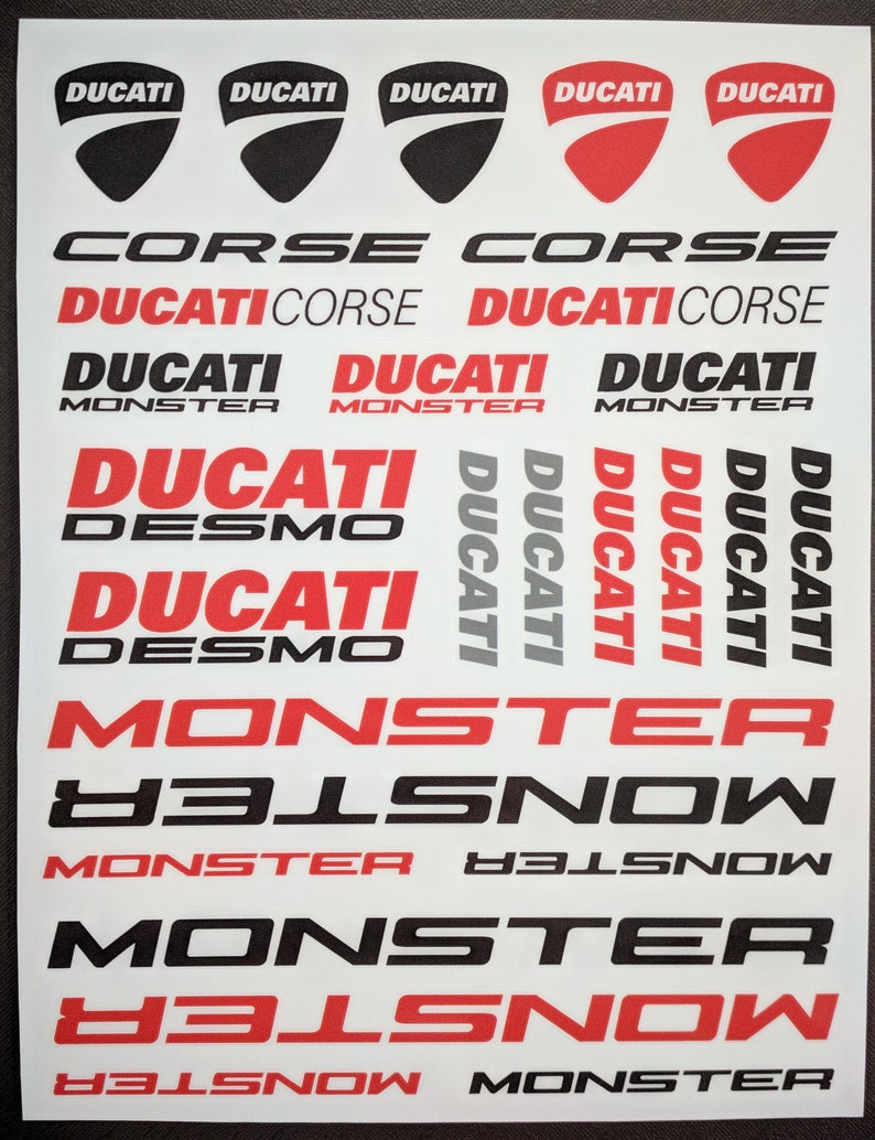 Ducati Monster 696 797 821 Motorcycle 54 Stickers Set Decals 1200 S Red image 3