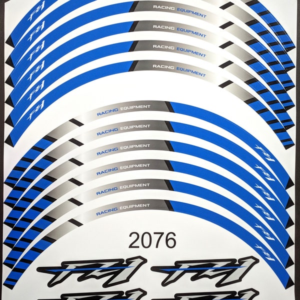 Yamaha Fazer FZ1 Motorcycle Bike Wheel Decals Rim Stickers Set Stripes FZ-1 Blue