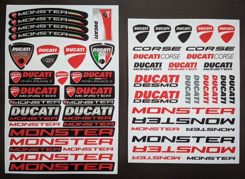 Ducati Monster 696 797 821 Motorcycle 54 Stickers Set Decals 1200 S Red image 1