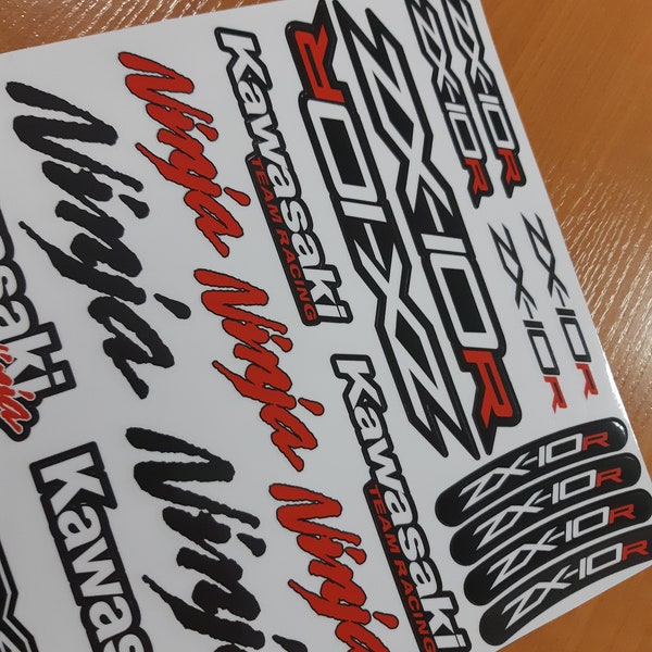 ZX-10R Ninja Motorcycle Racing Decals Stickers Set ZX10R ZXR Red Laminated