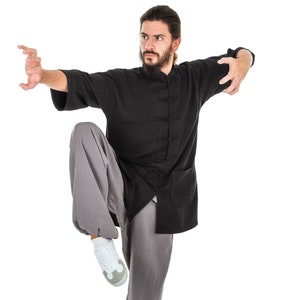 Cotton Linen (light) Kung Fu Qi Gong Tai Chi Shirt - For Martial Arts Jacket Standing Collar Shortarm