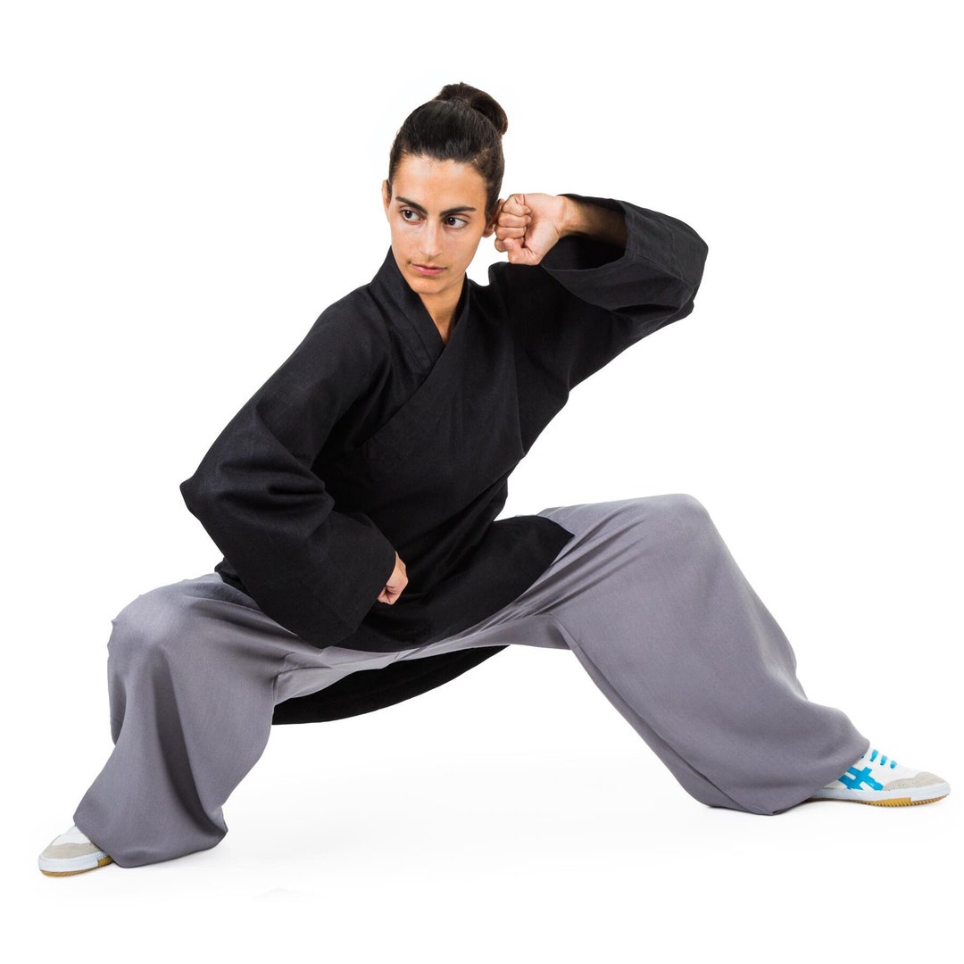 Maglietta Kung Fu & Tai Chi In Lino E Cotone - Colletto Diagonale, Unisex, Taglia Media - Foto 7