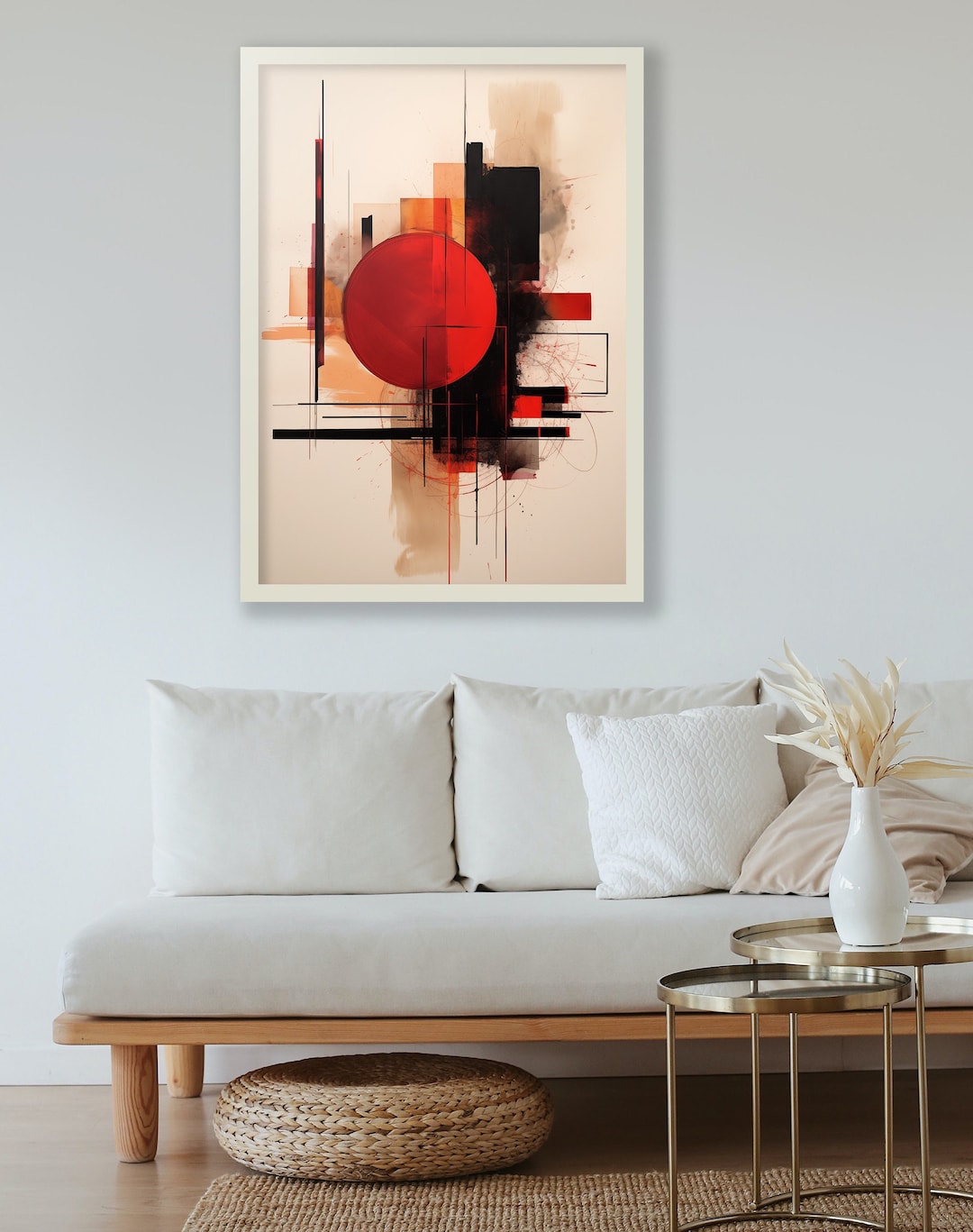 Abstract Red Modern Art Poster Black Red Modern Minimalist Etsy
