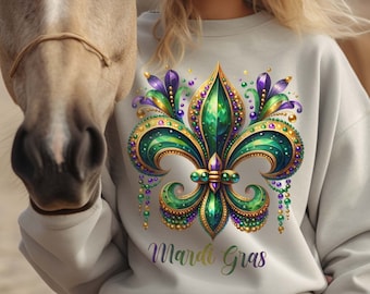 Mardi Gras png | Fleur De Li Sublimation Design | Happy Mardi Gras png | Carnival png | Sublimate Designs | DTF | Green, Purple, Gold Design