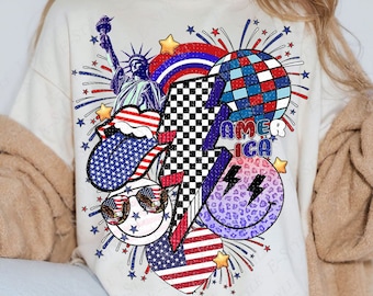 Retro Party in der USA PNG USA Flagge Groovy Amerika Retro Fourth of Juli Lustiger 4