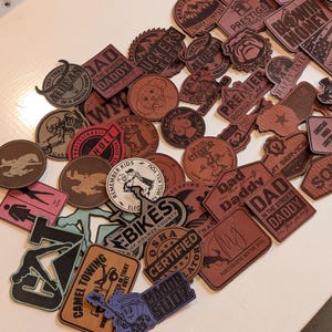 Custom Personalized Leatherette Hat Patch - Engraved Design, Color Choice, Adhesive Options