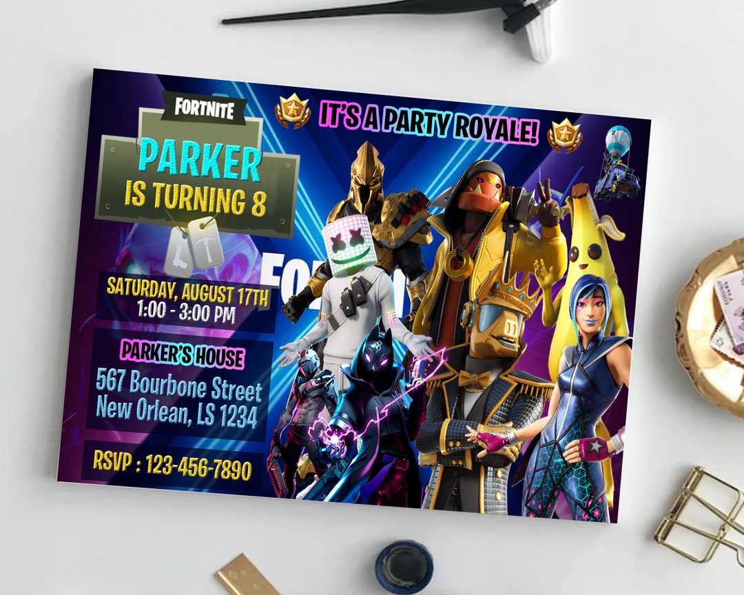 Fortnight Birthday Invitation Fortnites Invitation - Etsy