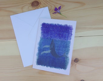 William Looks to the Stars - Watercolour Print Greeting Card