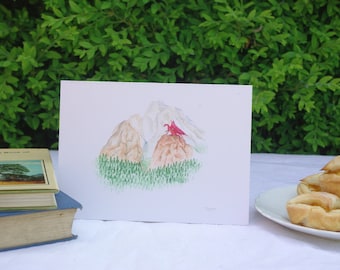Dragon at the Pass Card - Watercolour Print Greeting Card