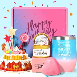 Happy Birthday Gifts Basket for Women, Gifts Set for Best Friends Female Women Sister Mom Wife Her Girlfriend Coworker Bestie Boyfriend Gift