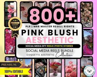 Pink Aesthetic Faceless Reels, Instragram Post, Social Media Videos, Faceless Digital marketing, With PLR & MRR Master Resell Rights, Canva