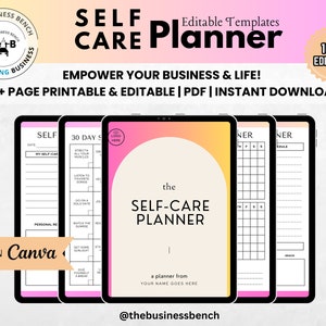 Self Care Planner Template - Editable & Printable - Canva Compatible Business Planner for Effective Planning, Personal Health and Growth