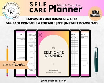 Self Care Planner Template - Editable & Printable - Canva Compatible Business Planner for Effective Planning, Personal Health and Growth