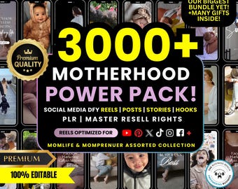 3000+ Motherhood Reels Faceless Reels Mom Life Done For You Hooks Digital Bundle Master Resell Rights DFY Canva Videos Templates PLR MRR