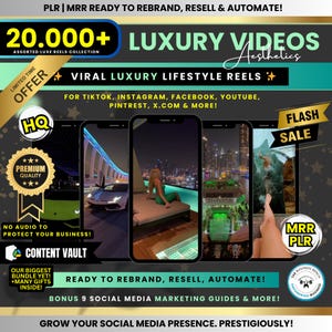 20.000+ Luxury Rich Lifestyle Videos Reels, Cars, Yacht, Plane, Millionaire, TikTok, Instagram, YouTube, Digital Marketing, MRR, PLR