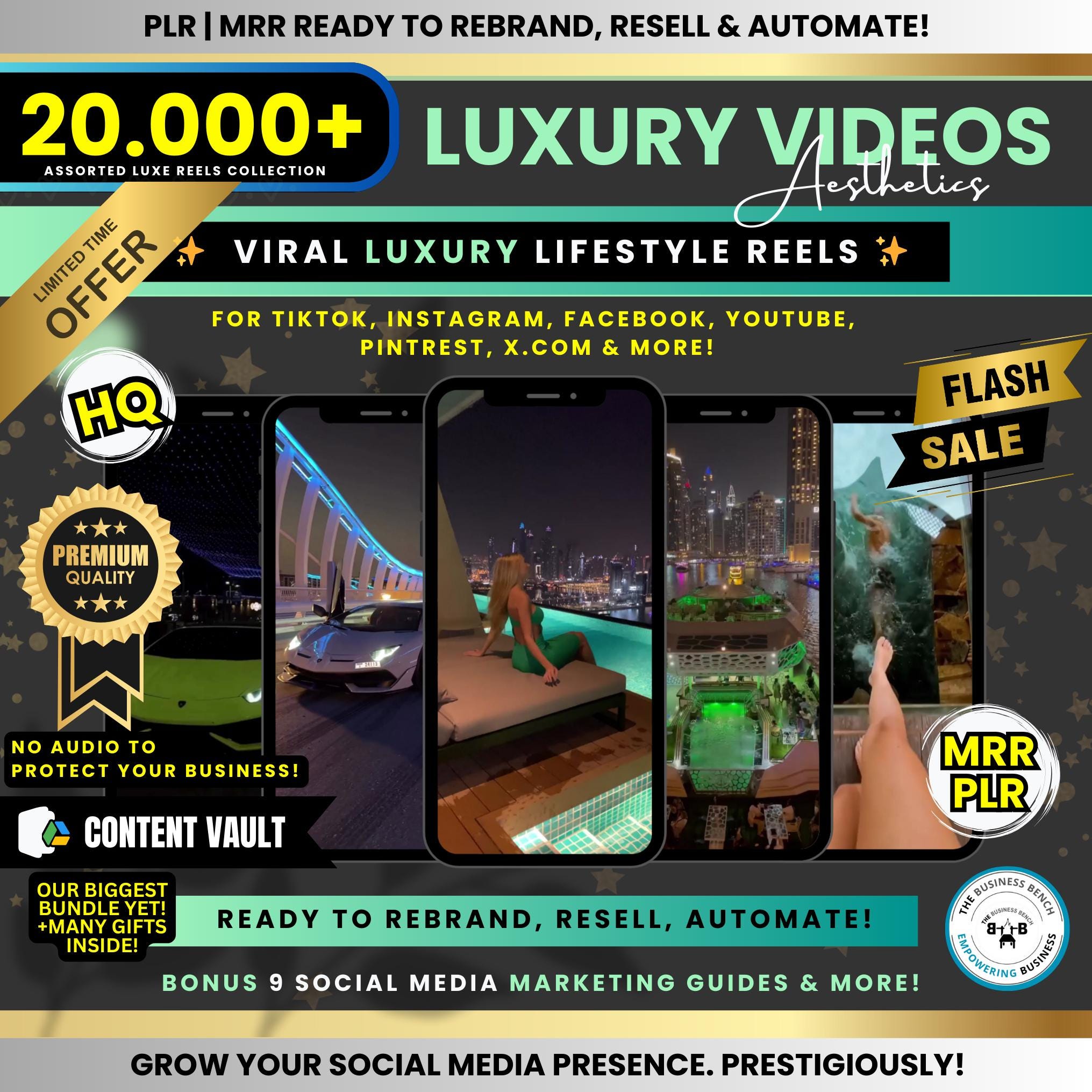 20.000+ Luxury Rich Lifestyle Videos Reels, Cars, Yacht, Plane, Millionaire, TikTok, Instagram, YouTube, Digital Marketing, MRR, PLR