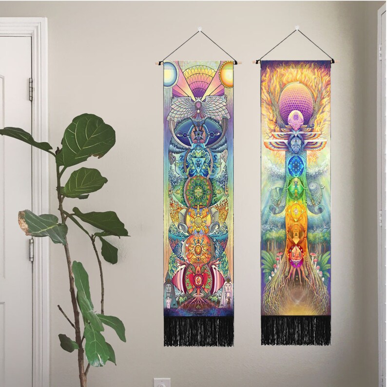 Seven Chakra Tapestry Vertical Wall Hanging Tree of Life Etsy