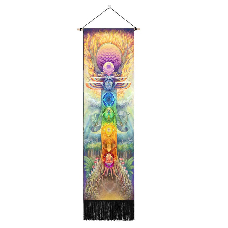 Seven Chakra Tapestry Vertical Wall Hanging Tree of Life Etsy
