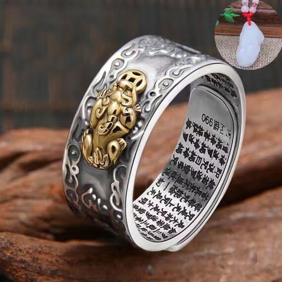 Feng Shui Pixiu Mani Mantra Protection Wealth Ring Amulet Wealth Lucky Open  | Fruugo ZA