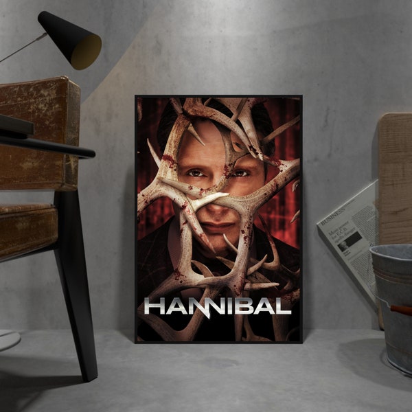 Hannibal Poster, Mads Mikkelsen Wall Art, Wall Decor Rolled Canvas Print, TV Series Poster Gift