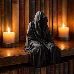 Dark Grim Reaper Shelf Sitter | Gothic Fantasy Bookcase Decor