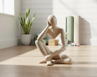 Handcrafted Meditation Figure - Minimalist Zen Sculpture- ornament- nobody- Christmas gift- simplistic art, textured