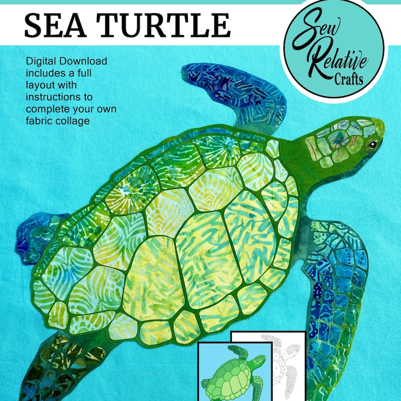 Beach Turtle Pattern Sea Turtle Art Quilt Kit - Etsy UK