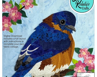 BLUEBIRD stofcollage pdf-patroon