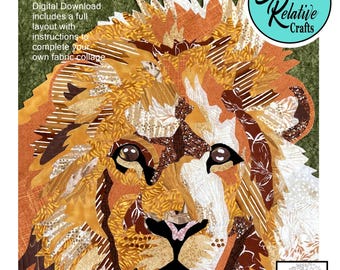 LION Fabric Collage Pattern