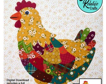Modello PDF per collage di tessuto PATCHWORK HEN