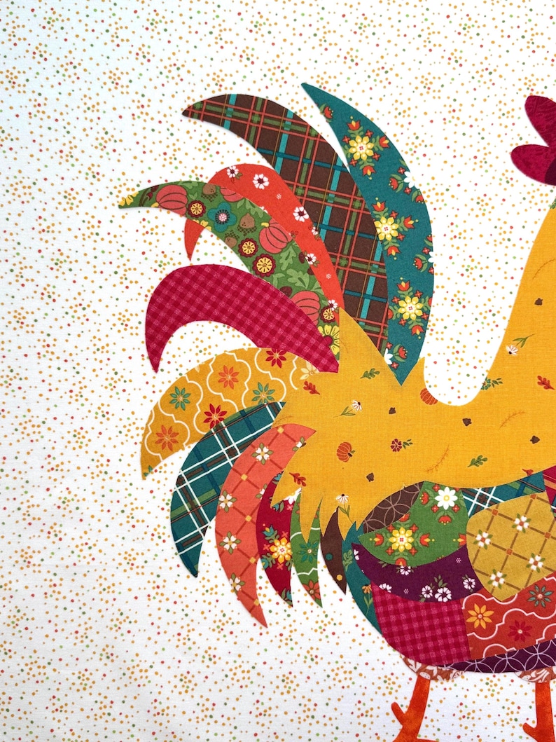 PATCHWORK ROOSTER Fabric Collage PDF Pattern - Etsy