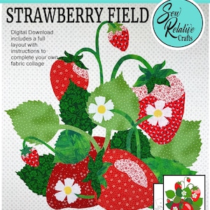 STRAWBERRY FIELD Fabric Collage Digital Download PDF Pattern
