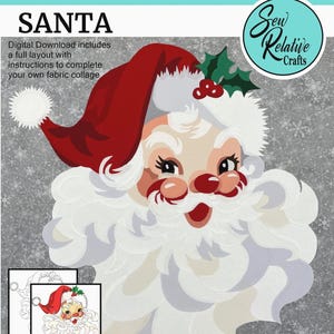 SANTA Fabric Collage PDF Pattern