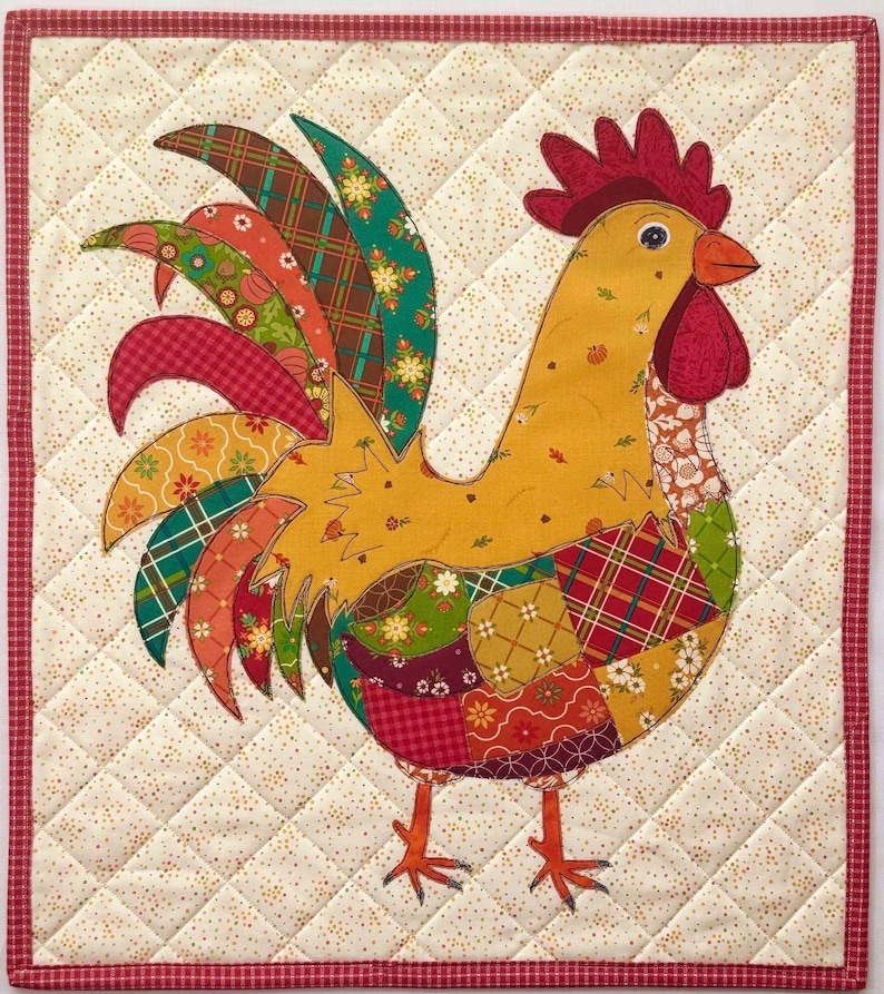 PATCHWORK ROOSTER Fabric Collage PDF Pattern - Etsy