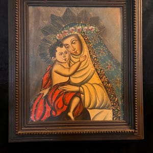 Madonna & Child Peruvian Cuzco Painting