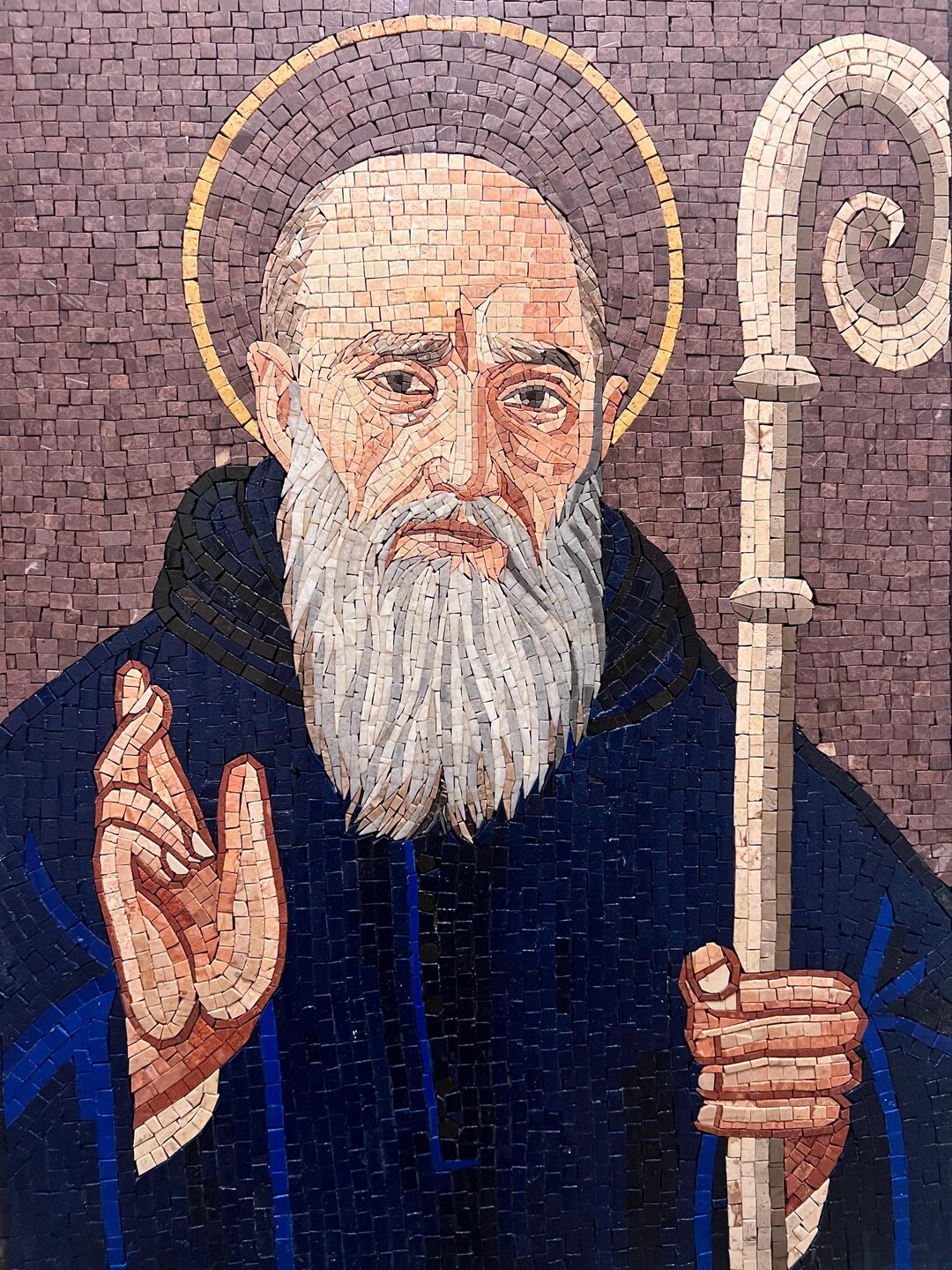 Saint Benedict of Nursia Stone Mosaic Wall Art - Etsy