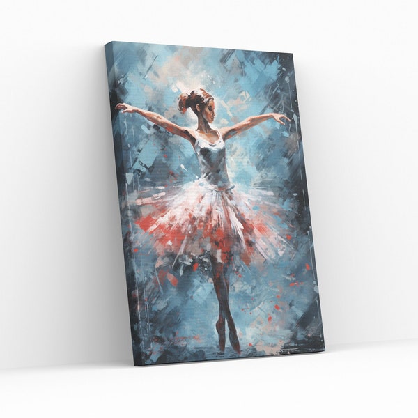 Ballerina canvas print, uitgerekt canvas op een houten frame, klaar om kunst aan de muur op te hangen