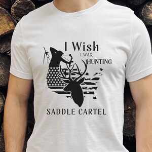 Deer Tree Hunting Saddle I Wish I Was T Shirt Gift For Deer Hunter Saddle Cartel Hunting Shirt Big Buck Club Vintage USA Public Land T-Shirt