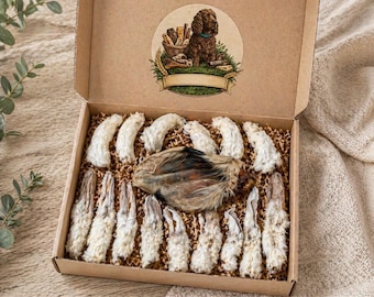 Scatola di snack naturali per cani / Masticabili con orecchie e pelo di coniglio / Snack per cani senza cereali / Selezione naturale di Teddy / Snack sani per l'igiene dentale dei cani